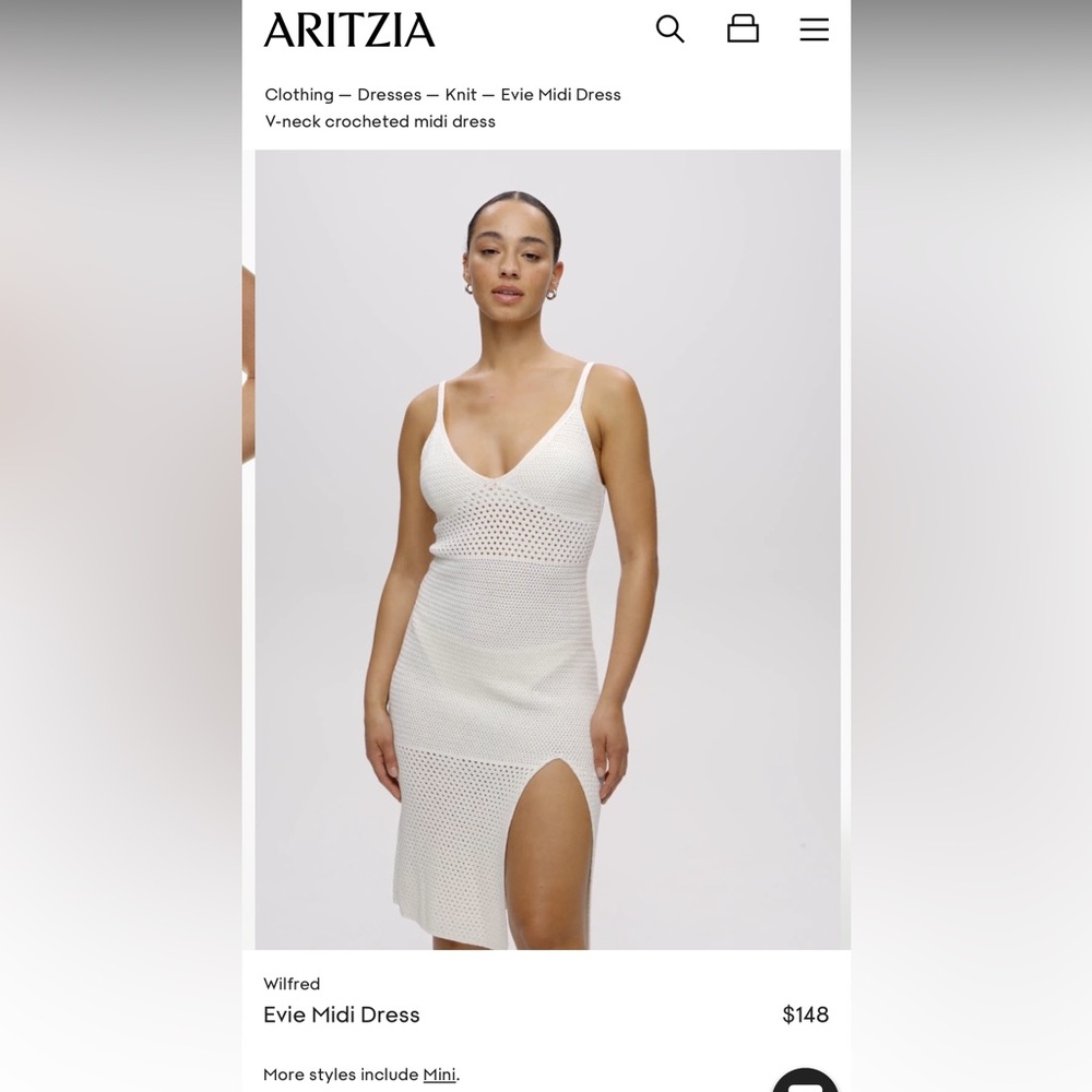 Aritzia - Wilfred Evie Midi Dress in Light Birch